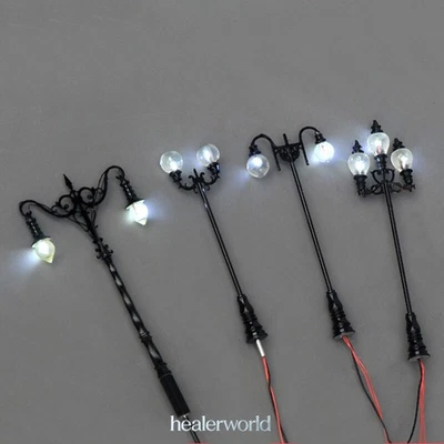 2PC HO/OO Scale LED Villa Street Lights Miniatures Courtyard Lamps Railway Model - Image 1 of 4