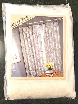 Burlington Pinch Pleated Draperies Pair 2 Panels 50Wx84L Natural Off-White NEW - Image 1 of 4