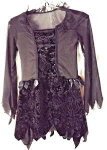 Witch Dress Girls Child Size Medium Black Halloween/Dance Velvet Skirt Sheer - Picture 1 of 12