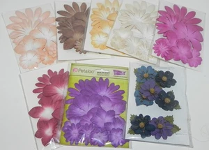 LOT MULBERRY PAPER FLOWERS PURPLE BLUE CREAM PETALOO PLUS OTHERS - Picture 1 of 1