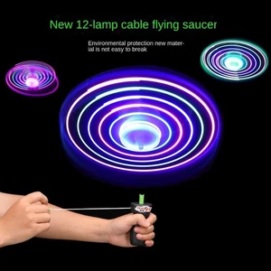 Juguete volador de cuerda de empuje manual luz LED flash juguete volador niños - Imagen 1 de 7