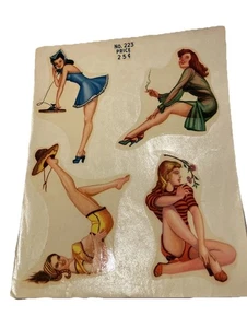 Vintage Art Deco - Adler Aufkleber Nr.223 Pinup Girls 1951 7x5,75 Blatt - Bild 1 von 4