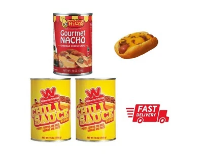  Wienerschnitzel Chili Sauce Secret Recipe with Meat 2 cans 1 Ricos Nacho Cheese - Image 1 of 4