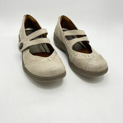 Aravon Revshow Taupe Talla 8 B Mary Jane Zapatos Planos Informales Cuero Nobuck Foto 1 de 4