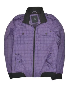 JACK & JONES Womens Bomber Jacket UK 16 Large Purple Check Polyester AF29 - Picture 1 of 3