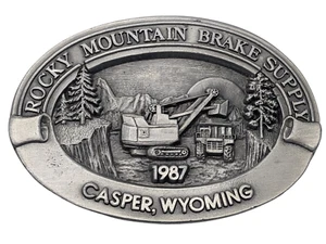 1987 Pewter Rocky Mountain Brake Supply Casper, WY-Gürtelschnalle-Vtg-kostenloser Versand - Bild 1 von 12