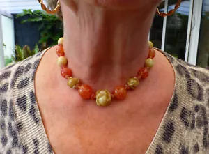 Superb Antique Venetian Murano Swirled Graduated Glass Bead Necklace - Picture 1 of 18