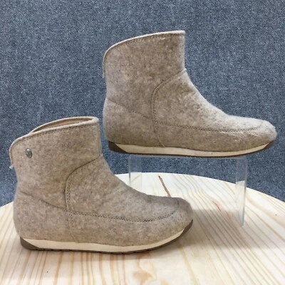 EMU Australia Boots Womens 8 Harper Mini Pull On Wedge Ankle Bootie Beige Wool - Image 1 of 4