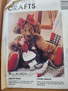 Gracie Bear 11.4" Sitting And Mini 9" Doll Sewing Pattern McCall's 720 Cut - Picture 1 of 5