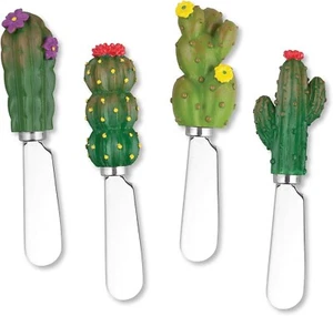 4pcs Hand Painted Cactus Decor Resin Handle with Stainless Steel Blade Spreader - Picture 1 of 5