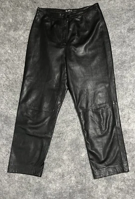 VINTAGE Mixit Pants Women’s 14 Leather Black High Rise Waist Grunge Goth Rock - Image 1 of 4