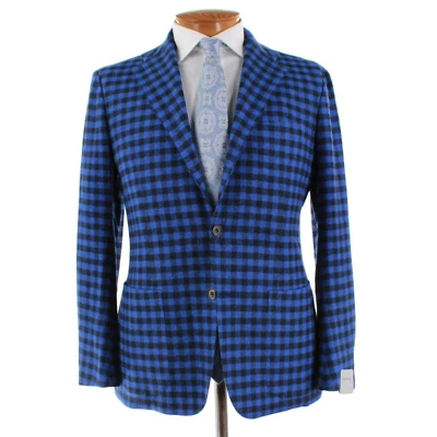 Abrigo deportivo Sartorio Kiton nuevo con etiquetas 100 % lana talla 50R (40R EE. UU.) a cuadros azules Foto 1 de 4