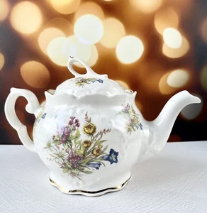 Vintage Crown Dorset Staffordshire Ceramic Teapot Multi Floral Garden Teaparty - Picture 1 of 8