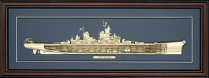 Modelo cortado de madera del USS Missouri (BB-63) - hecho en EE. UU. - Imagen 1 de 1