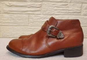 Ariat Womens Western Style Ankle Boots Brown Block Heels Buckle 16428 Size 7B - Picture 1 of 11