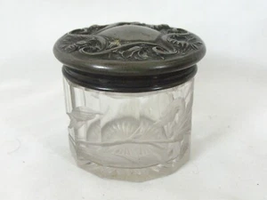 Wallace Bros Silver Co. Silver Plate Lid Cut Crystal Glass Jar 3.25" x 2 3/4" - Picture 1 of 7