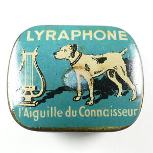 Grammophon Nadeldose - LYRAPHONE (Blau) - Blechdose vintage needle tin ... (A11)