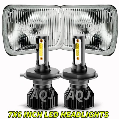 For Chevy Express Cargo Van 1500 2500 3500 Pair 7x6 5x7 LED Headlights Hi/Lo DRL Foto 1 de 4
