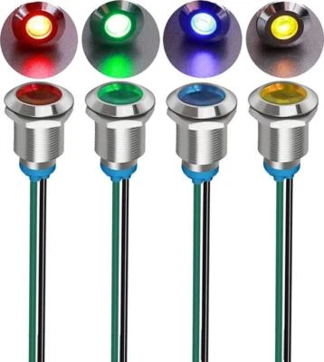 Señal de luz indicadora de metal LED de ahorro de energía 4 piezas 12 mm 3V-4,5V-5V-6V-7,5V-9VDC - Imagen 1 de 4