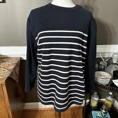 Ralph Lauren navy blue and white striped oversized style 100% cotton sweatshirt - Image 1 of 4