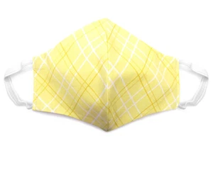 Fabric Face Mask Cotton Reusable Washable Adult Handmade in USA - Yellow Plaid - Picture 1 of 2