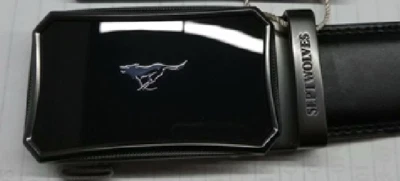 Septwolve Hombres Cinturón Cuero de Vaca Genuino Bloqueo Automático Hebilla Negro 73821A789-01 Foto 1 de 2