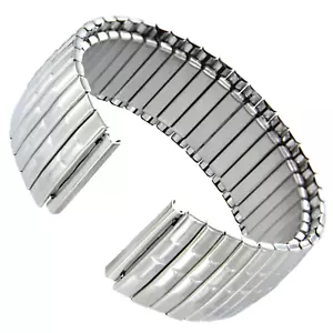 20mm Hirsch Twist-O-Flex Silver Tone Stainless Steel Mens Watch Band 885 - Picture 1 of 6