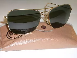 58mm VINTAGE B&L RAY BAN GOLD PLATED G15 CARAVAN AVIATOR SUNGLASSES w/CASE MINT - Picture 1 of 11