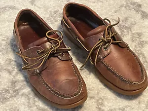 Timberland Shoes Mens 8.5 M Classic 2-Eye Boat Brown Slip-On Leather Flat Casual - Picture 1 of 11