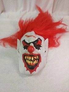 Creepy Evil Scary Hooded Clown Mask Red Hair Yellow Teeth Halloween Free Shippin - Picture 1 of 8