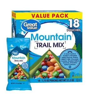Great Value Mountain Trail Mix Value Pack 1.75Oz 18 Count Packaged for Freshness - Picture 1 of 6