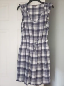 LILLA P sz S blue white tie waist lagenlook Cottagecore check cotton smock dress - Picture 1 of 10