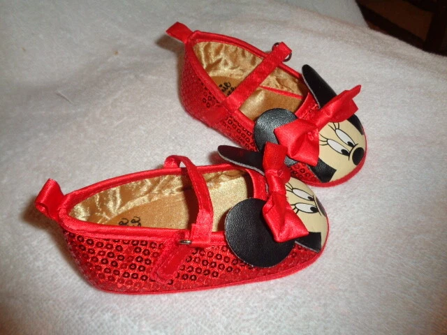 Zapatos Minnie Mouse Niño Pequeño Rojo Rubí Lentejuelas Satén Zapatillas Disfraz Disney 4.75" Foto 1 de 4