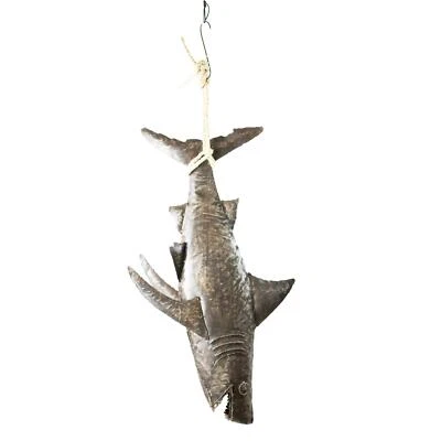 Colgante de cuerda de tiburón de metal rústico playa náutica grande de 45 pulgadas decoración de pared Foto 1 de 4