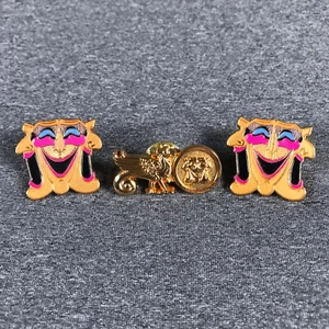 3 x Greco Roman Theater Mask Pin Brooch Lot Face Rome Greece Stage Play Goldtone - Picture 1 of 10