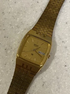 Seiko Men's Vintage Gold-Tone Day-Date Quartz Watch 8223-5169 Parts/repair - Picture 1 of 5