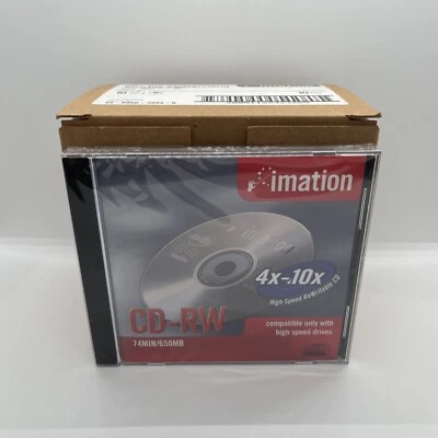 Imation High-Speed CD-RW Discs 650MB 74 Min 4x–10x Jewel Case • Box Of 10 - Image 1 of 3