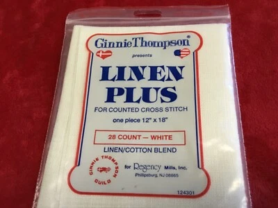28 ct. LINEN PLUS Cross Stitch Fabric Ginnie Thompson White 12x18 Hardanger - Image 1 of 4