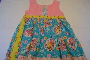 New Matilda Jane Girl size 8 Platinum 2/5 Pink Green Floral Tunic Tie Back USA - Picture 1 of 11