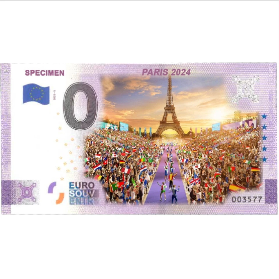 Zero Euro Souvenir Banknote - Specimen Paris Olympische Spiele 2024 - 2 - Bunt - Image 1 of 1