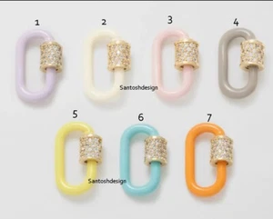 Beautiful Oval Silver Enamel Diamond Lock Clasp,Handmade Clasp Jewelry,Gift - Picture 1 of 4