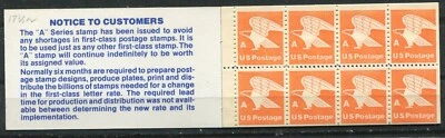 UNITED STATES 1978, EAGLE "A" Scott 1736a PANE OF 8 X 3 IN COMPLETE BOOKLET MNH - Image 1 of 2