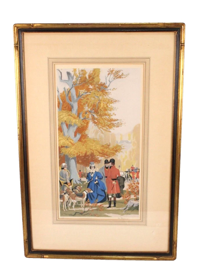 Antique Equestrian French Style Watercolor Signed Maurice Taquoy 1924 - Image 1 of 4