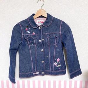 Mezzo Piano Denim Jacket Cherry Candy Ribbon Strawberry Gingham 140cm Japan - Picture 1 of 24