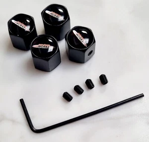 Mini JCW Black Metal Tyre Valve Dust Wheel Caps John Cooper Works S - All Models - Picture 1 of 3