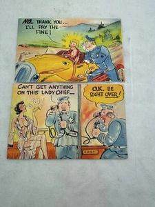 Vintage WWII Era Linen Naughty Risque' Postcard General Comics Kropp 2 Cards - Picture 1 of 6