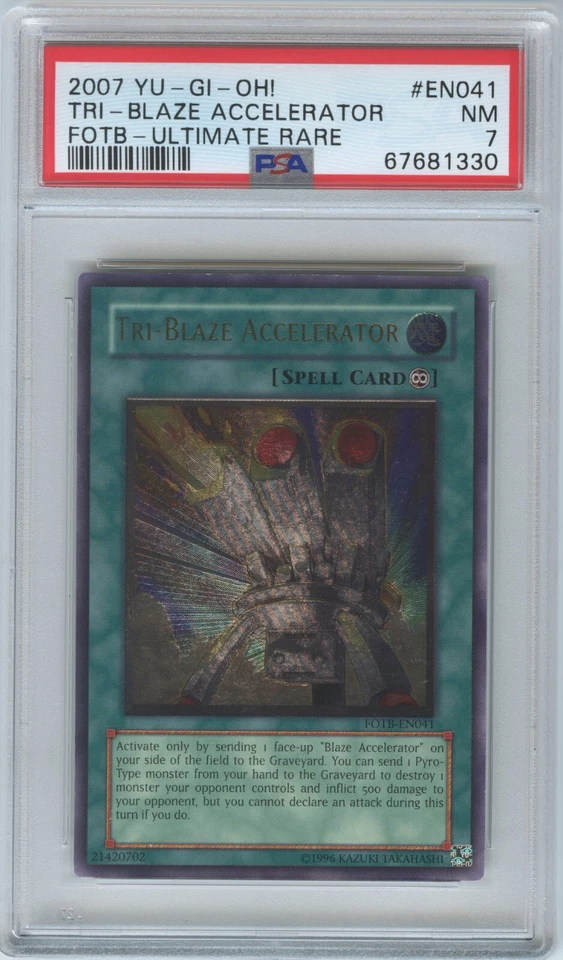 2007 Yu-Gi-Oh! Tri Blaze Accelerator Ultimate Rare #FOTB-EN041 PSA 7 NM - Image 1 of 2