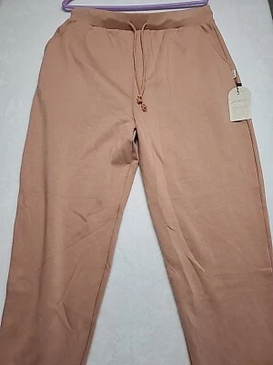 Pantalones de chándal informales para mujer mezclados de bambú nuevos con etiquetas Joss+J naranja crema con bolsillos; XL  Foto 1 de 4