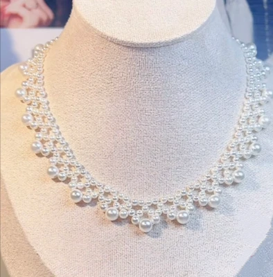 Unique AAA+ 3-6mm natural South Sea white Pearl Elegant Necklace14k Gold Clasp - Image 1 of 2