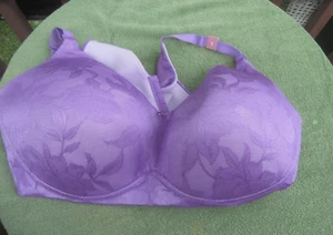 Lane Bryant Cacique Lightly Lined No Wire Lavender Lingerie Bra size 48D floral - Picture 1 of 5